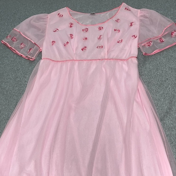 Vintage Fairy Night Gown Maxi Dress Coquette Pink Cottagecore Barbie Princess - Picture 2 of 11